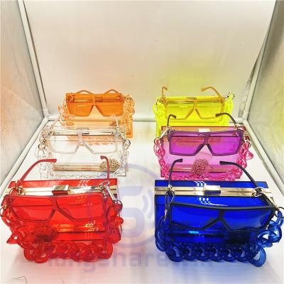 China Fashion 2021 Fashion Acrylic Clutch Party Crystal Handbag Clear Acrylic Purse Match Sunglasses for sale