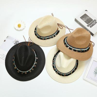 China Fashion Korean Summer Style Seaside Beach Striped Foldable Vacation Sun Shade Straw Hat Women for sale