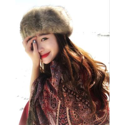 China Barred Faux Fur Thickened Hat For Autumn And Winter Fashion No Blank Ring Headband Top Hat Warm Hat for sale