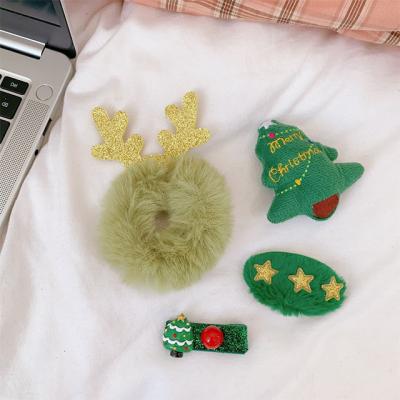 China Wholesale Parasol 2021 Small Christmas Accessories Set Santa Hair Tie Hairpin Girl for sale