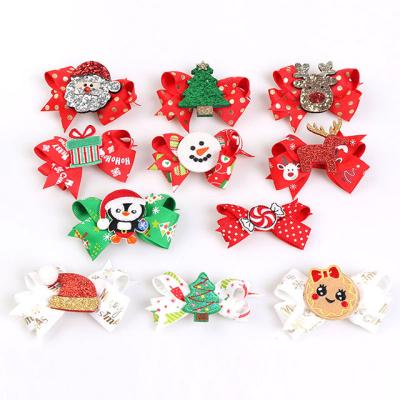 China 2021 European and American penguin small snowman Christmas hairpin bow tree style hairpin baby hair accessories small for sale