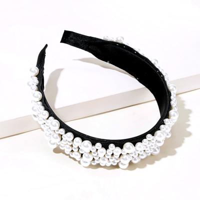 China Daily Baroque Shiny Rhinestone Pearl Headband Wild Geometric Hair Accessories for sale