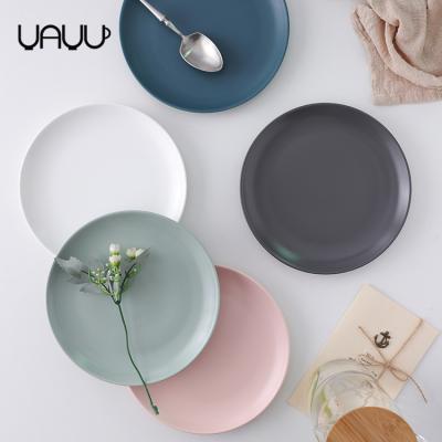 China Sustainable Nordic Style Matte Airline Dishes And Multicolor Round Dishes / Ceramic Dining Dinner Plate for sale