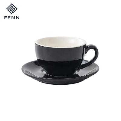 China Sustainable New Arrival Under Hotel Glazed Colored Home Porcelain Coffee Tea Cup Saucer Set for sale