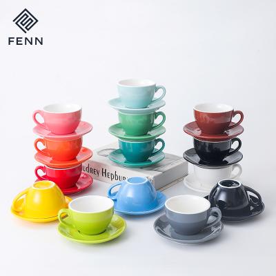 China Viable Wholesale Colorful Coffee Shop Hot Coffee Tea Set Mugs Ceramic Coffee Cup And Saucer for sale