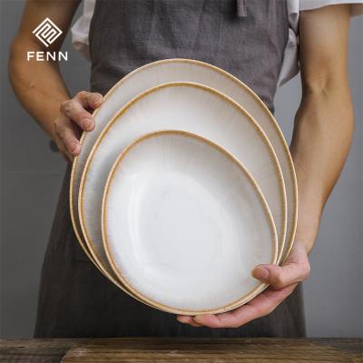 China Sustainable Irregular Square Shape Porcelain Dinner Dish And Ceramic Dishes Luxury Dishes for sale