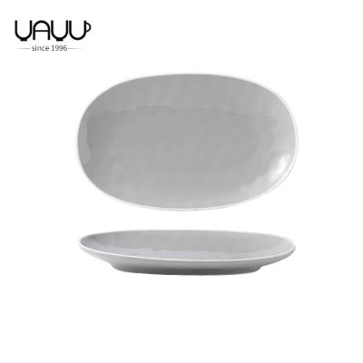 China Viable Custom Cheap Bulk Logo Dinnerware Oval Shape Splint / Restaurant Ceramic Dishes for sale