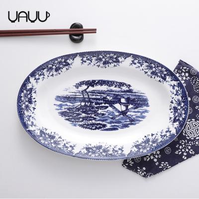 China China Sustainable Manufacturer Restaurant Dinnerware Vintage Style Oval Dishes / Ceramic Dish For Fish for sale