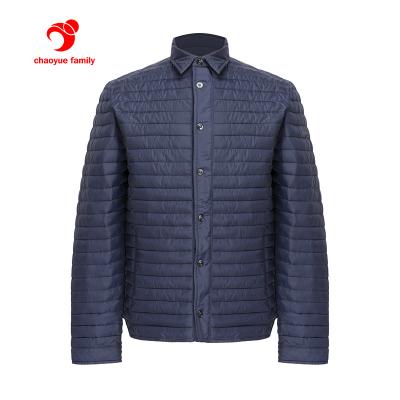 China Men's Striper Jackets Waterproof Windproof Custom Shirt Jacket Collar Winter Warm Quilted for sale