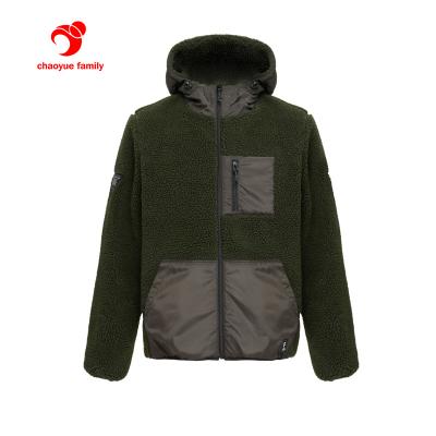 China Breathable Custom Mens Shearling Jacket Fashion Contrast Large Warmth Comfortable Fleece Jacket for sale