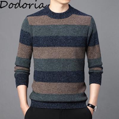 China Custom Logo Crew Neck Stripe Jacquard Sweater Knitted Sweaters Mens Sweater for sale