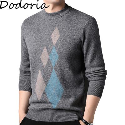 China Custom Men's Long Sleeve Fashion Tops Jacquard Pullover Crew Neck Men's Knitted Pullover Sweater for sale