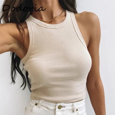 China Summer Solid Korean Feminine Harajuku Sleeveless Knitted Khaki White Women QUICK DRY Sexy Crop Vest Beach Top for sale