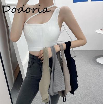 China QUICK DRY Fitness Tops Hollow Out Customized Women Asymmetric Neck Crop Top Casual Top for sale