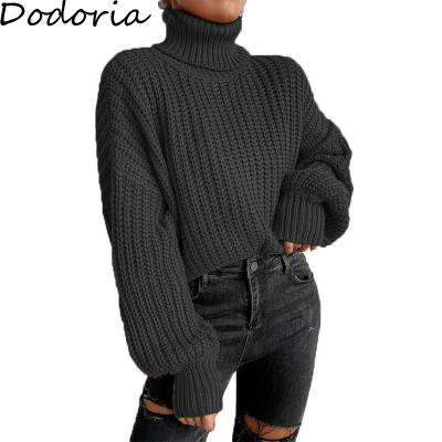 China Anti-wrinkle Custom Design Turtle Neck Casual Long Sleeve Solid Color Oversized Pullover Women's Sweaters for sale