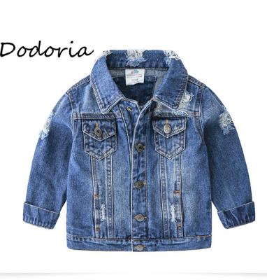 China Customized Waterproof Kids Denim Jackets For Boy High Quality Denim Jacket With Hole for sale