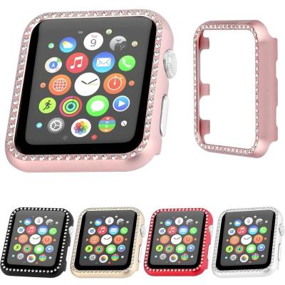 China Not Specified Bling Glitter Diamond Bumper Protective Frame Cover For Apple Watch Metal Case Series 4 3 2 1 for sale