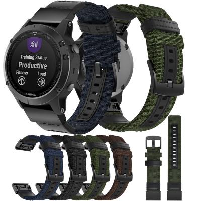 China Quick Install Fast To Install Canvas Fabric Watch Strap Band For Garmin Fenix ​​5 Watch Bands Straps for sale