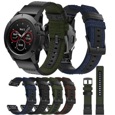 China Quick Install Quick Release Canvas Watch Band For Garmin Fenix ​​5X Easyfit Fabric Watch Band Straps for sale