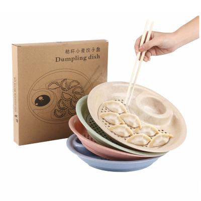 China Degradable Reusable Multi Viable Color Wheat Straw Dumpling Tray Wheat Straw Tray Vinegar Tray Chopsticks Box for sale