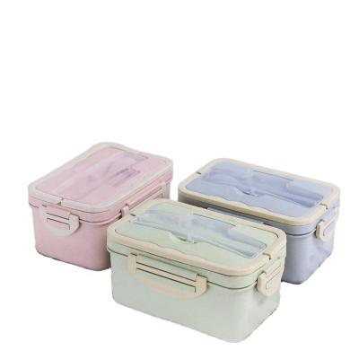 China 2022 Microwavable Biodegradable Wheat Straw Lunch Box Food Bowl Containers Compartment Food Containers Bento Lunch Box For Kids for sale