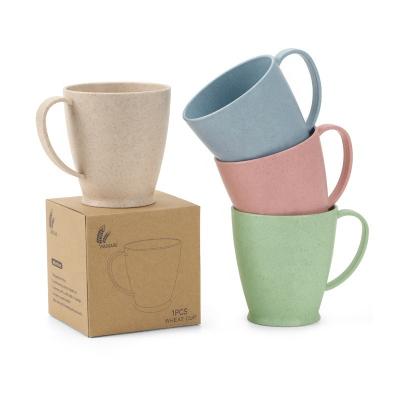 China Multi Viable Color Wheat Straw Water Milk Cups Environmental Reusable Biodegradable Cup With Boxed Wheat Straw Coffee Mug for sale