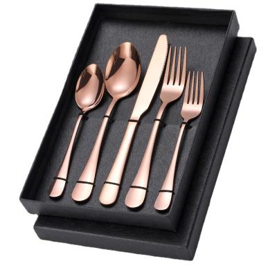 China Restaurant Hotel Wedding Tableware Travel Viable Tableware Rose Gold 4pcs/Silver Spoon Fork Knife Stainless Steel Dinnerware Set for sale