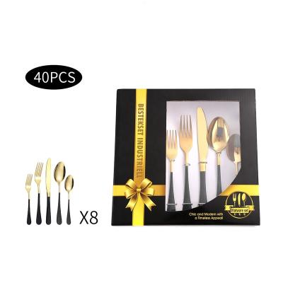 China Viable Custom Luxury Custom Restaurant Logo Dinnerware Cutlery Tableware Spoon Knife Fork Stainless Steel Multi Color Options Flatware Set for sale