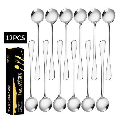 China Sustainable Wholesale 12 Piece Silver Ice Round Spoon / Flatware Wedding Flatware Set Restaurant Set Set 410 Stainless Steel Cutlery for sale