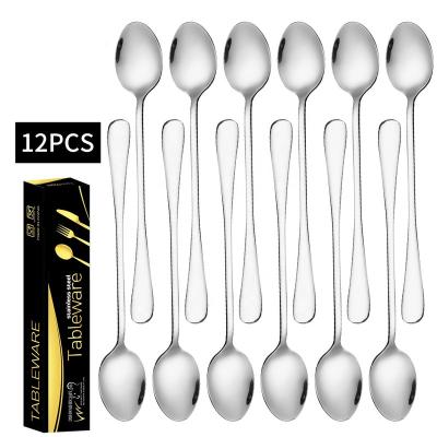 China Viable Wholesale Silver Ice Sharp Spoon Of 12 Piece Set Cutlery Set 410 Stainless Steel Silverware Flatware Spoon With BO for sale