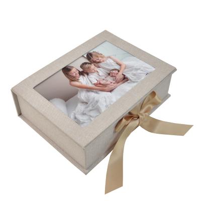 China Handmade Canvas Photo Box With Photo Station Display Box For Photo Printing for sale