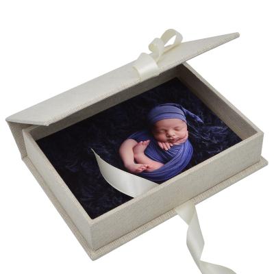 China Handmade Canvas Photo Box With Spot Display Box For Photo Printing Custom Logo Photo Boxes for sale