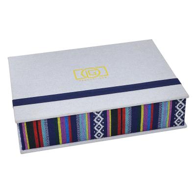 China Handmade Canvas Photo Box With Double Slot Display Box For Photo Printing Double Box With Line for sale