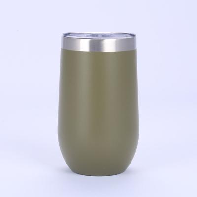 China Amazon Success Custom Viable Wall Stainless Steel Wine Vacuum Tumbler Insulated Egg Shape Double Mugs Wine Glass With Lids for sale