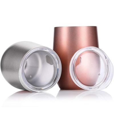 China 12oz Rose Gold Double Wall Metal 304 Stainless Steel Coffee Mug Vacuum Insulated Wine Stocked Tumbler for sale