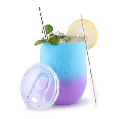 China Sustainable Double Wall Stainless Steel Vacuum Insulated Personalized Custom Wine Tumbler With Slide Lid for sale