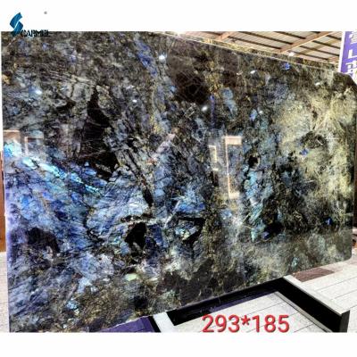 China Modern Luxury Natural Lemurian Labradorite Stone Polihed Blue Granite Slabs For Kitchen And Bathroom Countertops Island Top for sale