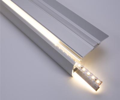 China Stair Lighting Aluminum Extrusion Grooved Stair Nosing Edge Led Aluminum Profiles For Walkway for sale