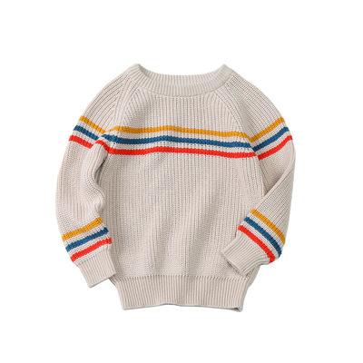 China Viable Custom Knitted Striped Sweater Boys Kids Sweater Baby Boy Sweater Cardigan Stylish Cotton Kids Knitwear for sale