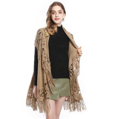 China Ladies Soft Knit Poncho Winter Warm Poncho Kashmiri Shawls Cotton OEM ODM 2021 Style Manufacturer for sale