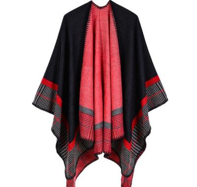 China Winter Women's Latest Fashion Anti-pilling Sweater Poncho Acrylic Shawls Cashmere Bohemian Thick Warm Feel for sale