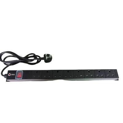 China Aluminum Alloy UK Type PDU 2022 Hot Sell  19 Inch 8 Outlets Basic Rack Power Distribution Unit  For Data Center for sale