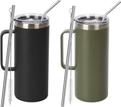 China Sustainable 32oz Stainless Steel Coffee Mug With Handle Double Wall Insulated Travel Mug Camping Beer Tumbler With Lid For Hot Cold for sale