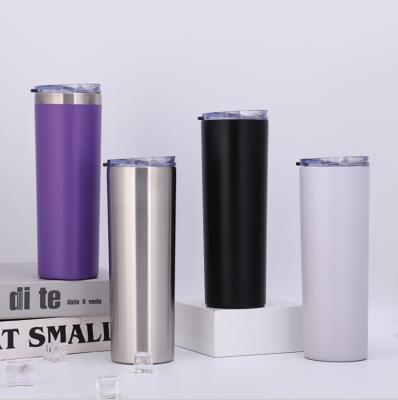 China 20Oz/600Ml Stainless Steel Tumbler Viable With Lid Straw White Straight Skinny Sublimation Tumbler for sale