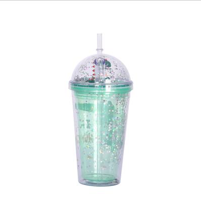 China 2020 Disposable Hot Goods 16 Ounce Personalized Double Wall Plastic Drink Cup With Lid And Straw for sale