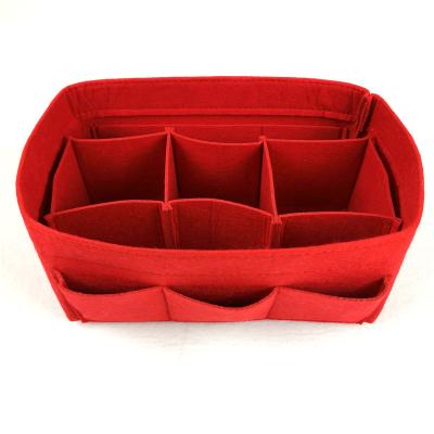 China Custom Felt Fashion Insert Makeup Cosmetic Handbag Organize for sale