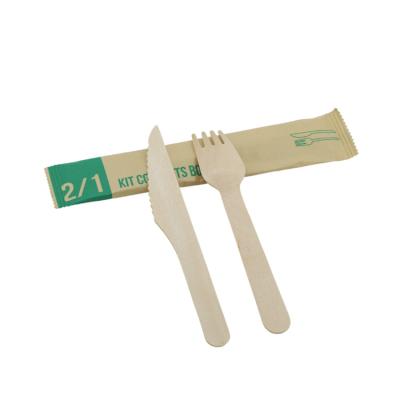 China New Design Disposable Eco Friendly Wooden Spoon Individually Wrap Knife Fork Bamboo Set Customized for sale