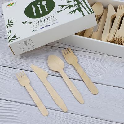 China Factory Wholesale Manufacture Cheap Custom Biodegradable Disposable Kitchen Spoon Wooden Knife Set Knife Bamboo Fork Customized for sale