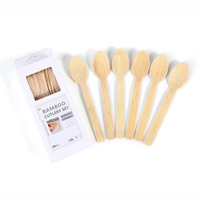 China Disposable Bamboo Handle Lacquer Salt Serving Spoon Cutlery Eco Friendly for sale