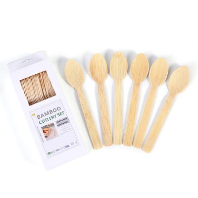 China Disposable Eco Friendly Recyclable Lacquer Bamboo Handle Salt Spoon Cutlery Serving Set for sale